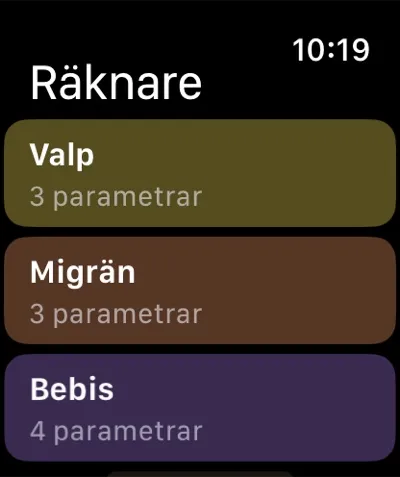 Räknarlista på Apple Watch