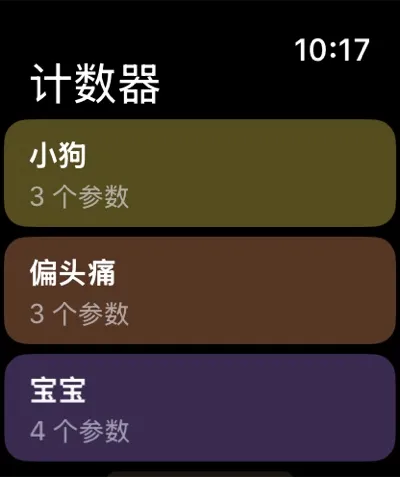 Apple Watch 上的计数器列表