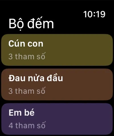 Danh sách bộ đếm trên Apple Watch