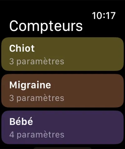 Liste des compteurs sur l’Apple Watch