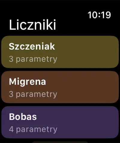 Lista liczników na Apple Watch